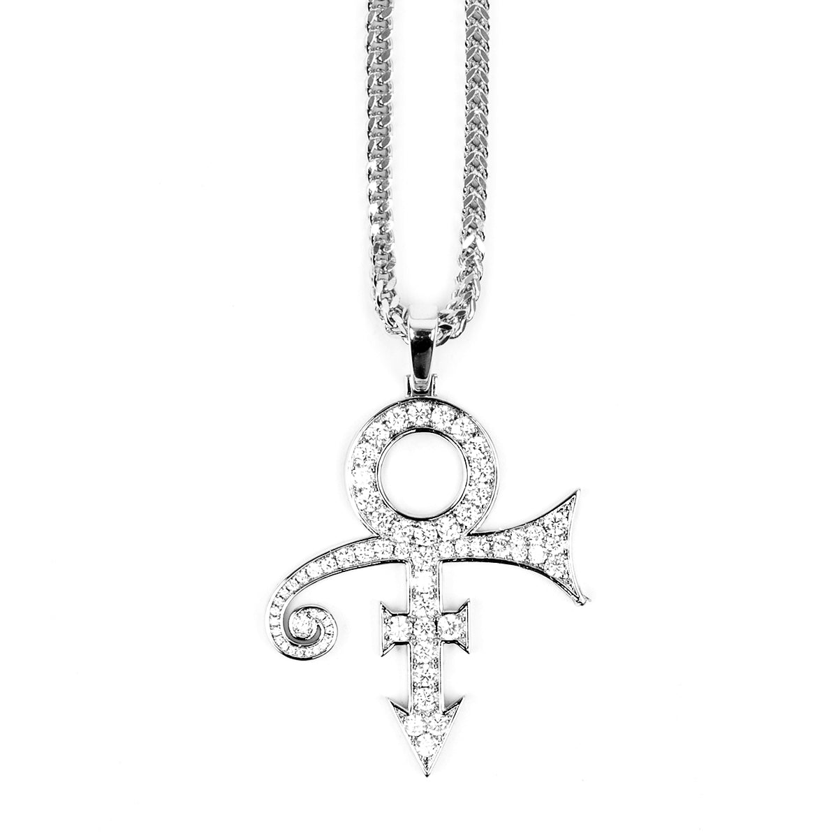 Prince Symbol Necklace with Crystal Embellishment (Silver)
