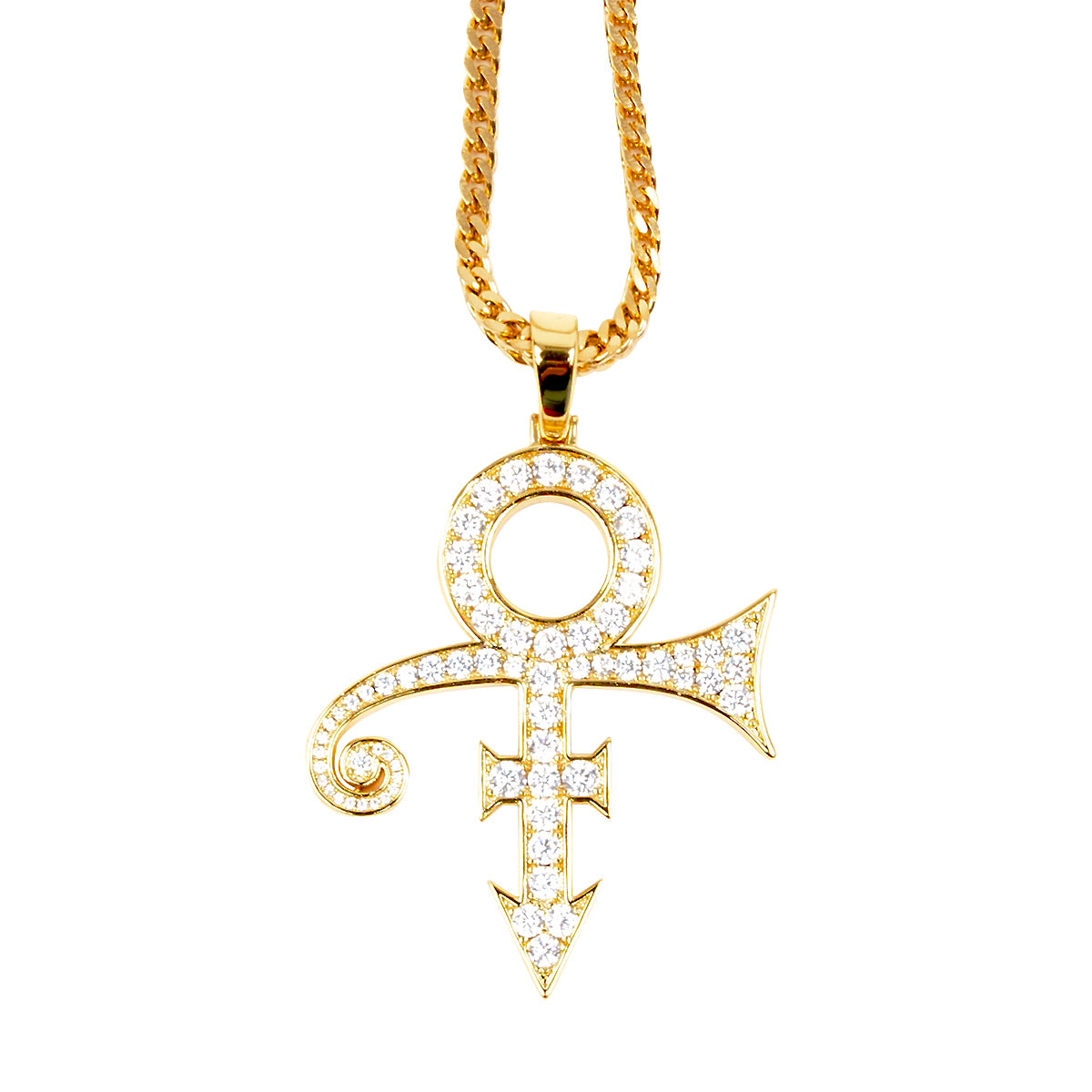 Prince Symbol Necklace with Crystal Embellishment (Gold)