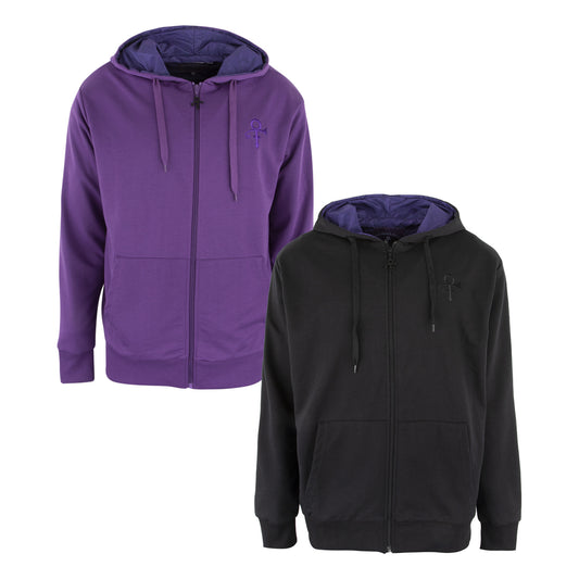 Prince Symbol Zip Hoodie with Purple Paisley Lining