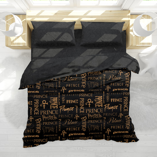 Prince Logo Pattern/Black Paisley 2-Sided Duvet Cover