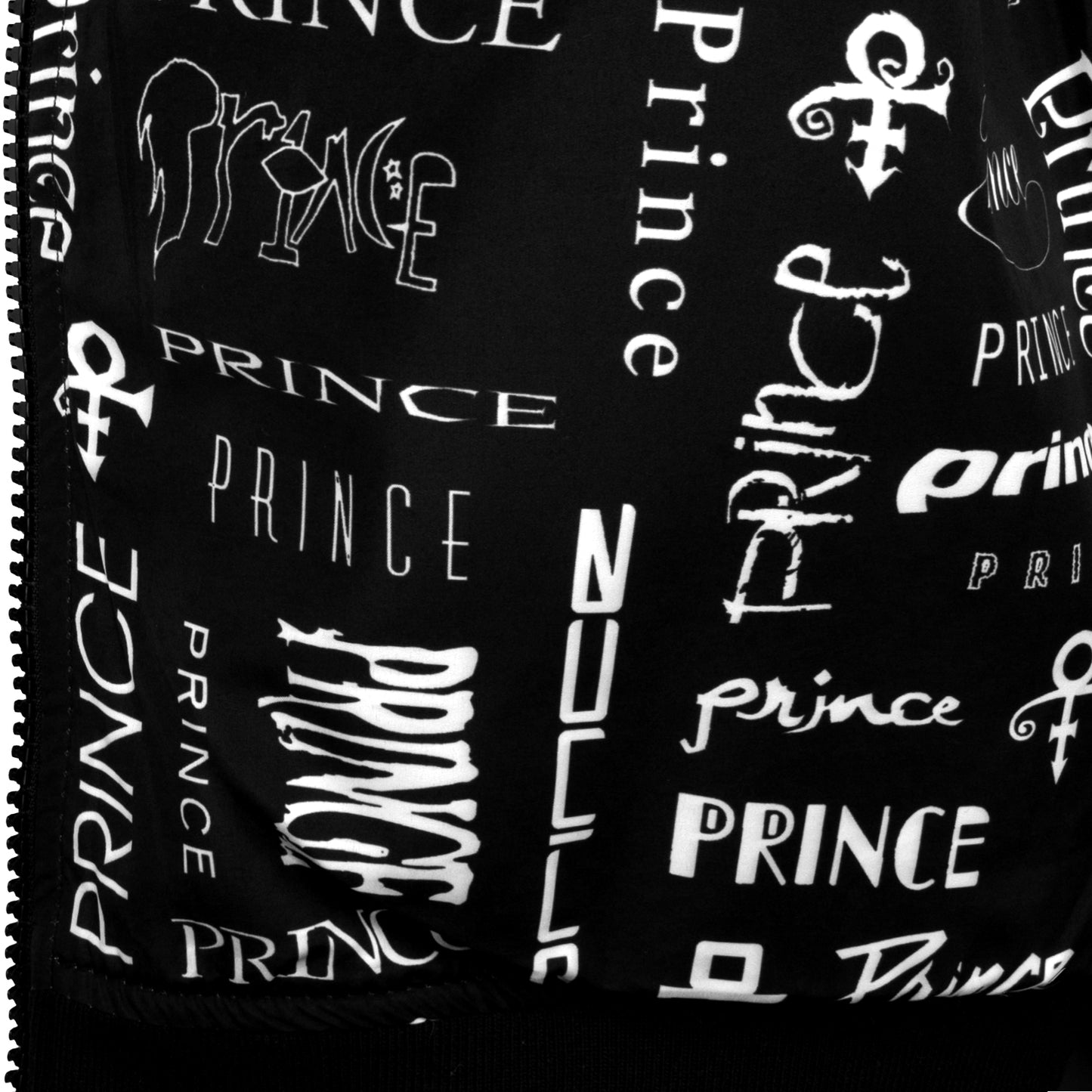 Prince Logo Pattern Lined Hooded Bomber Jacket