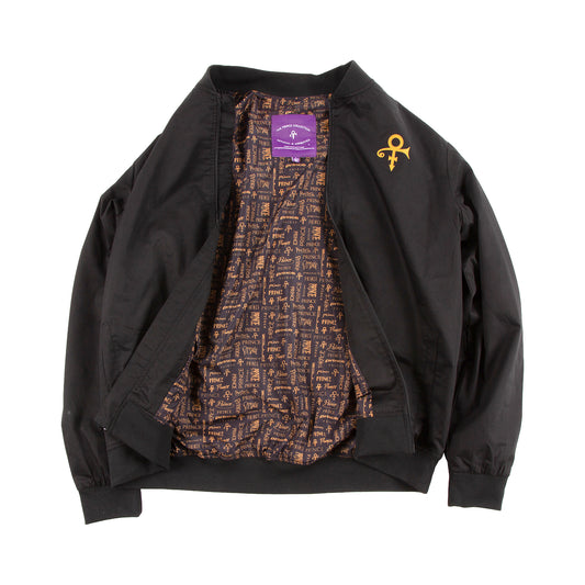 Prince Logo Pattern Lined Bomber Jacket
