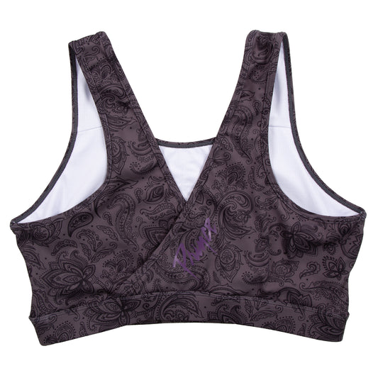 Black Paisley Women's Crossover Sports Bra