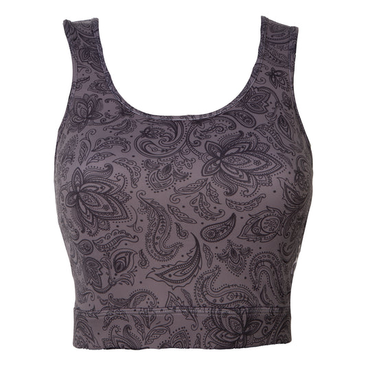 Black Paisley Women's Crossover Sports Bra