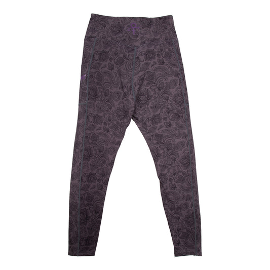 Black Paisley Women's Crossover Leggings