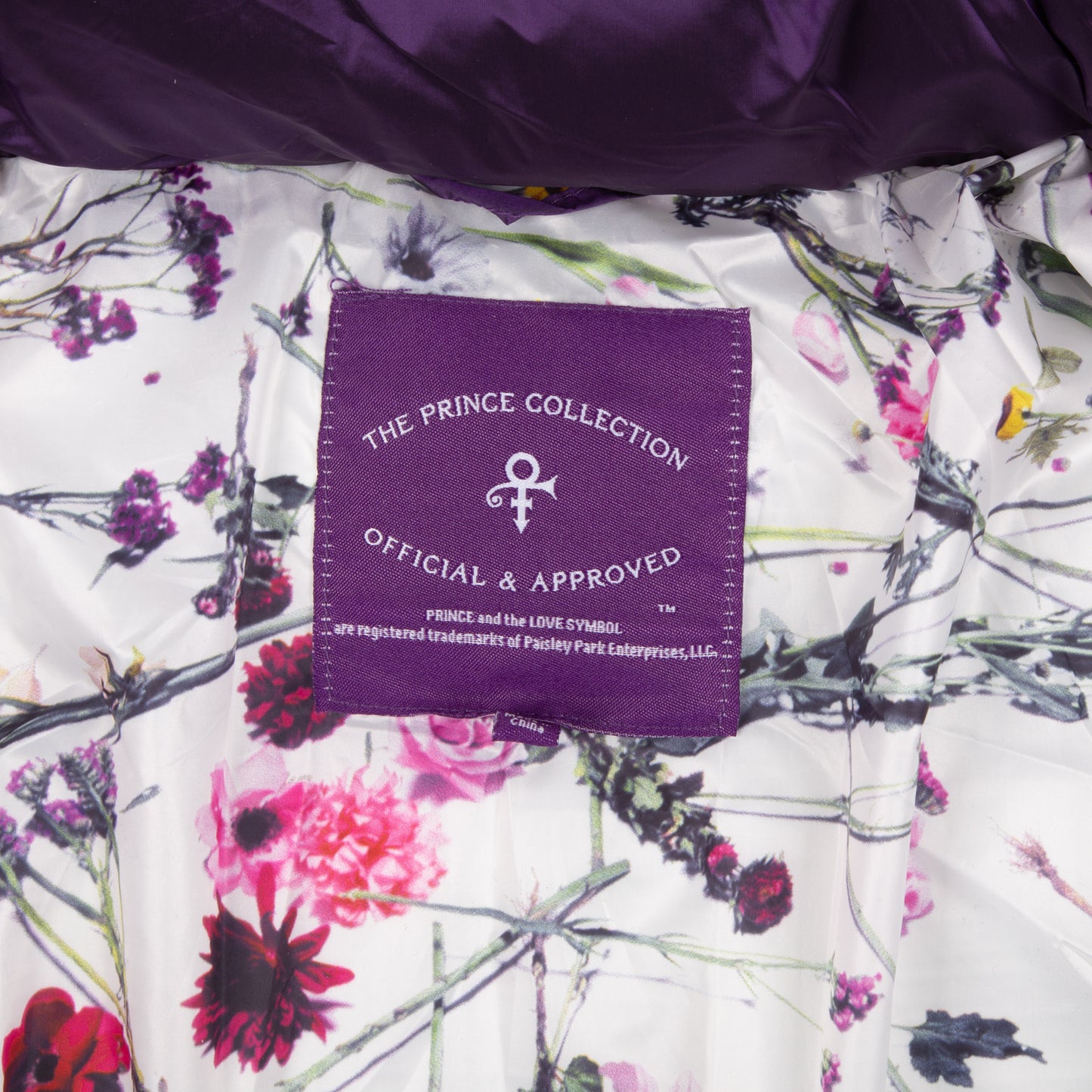 Purple/Floral Print Quilted Long Coat