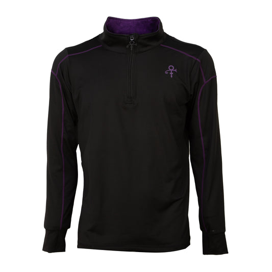 Black Men's Active Quarter Zip Long Sleeve Run Top