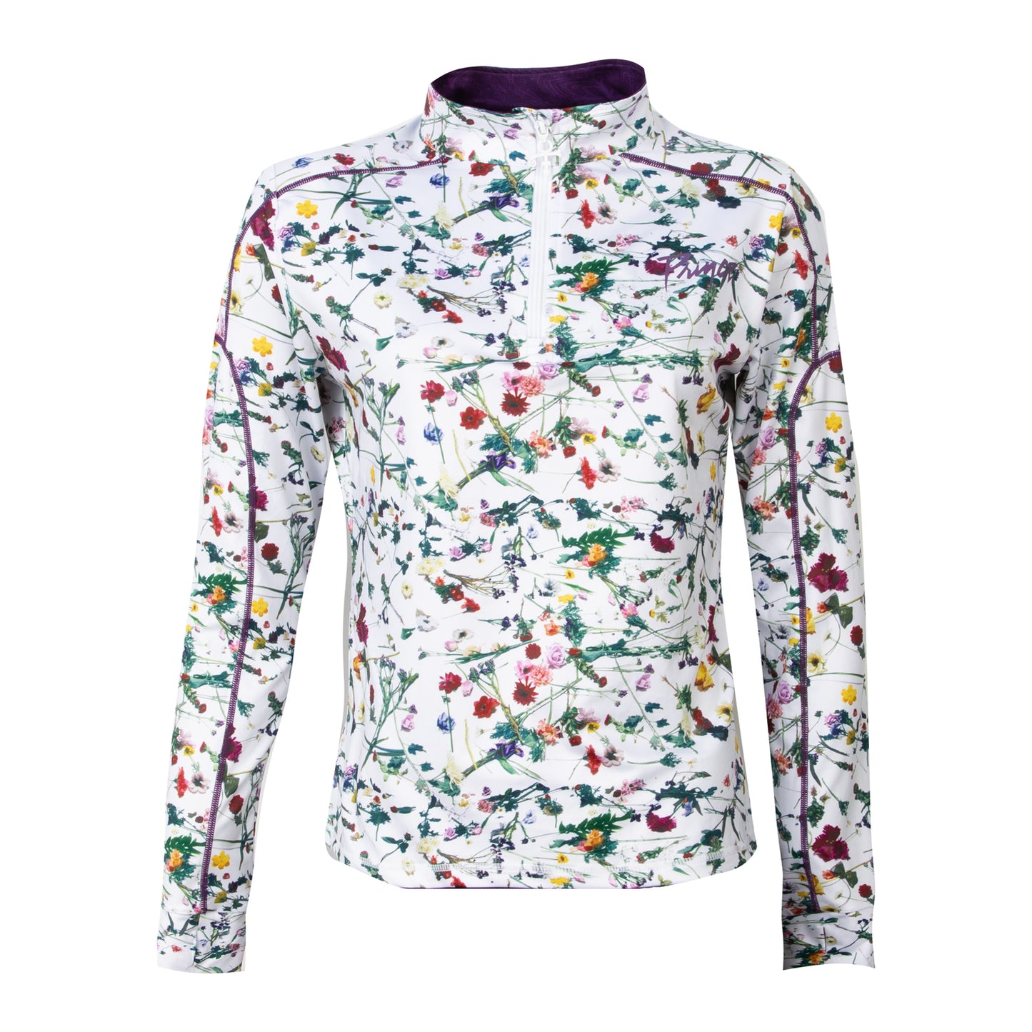 Floral Women's Active Quarter Zip Long Sleeve Run Top