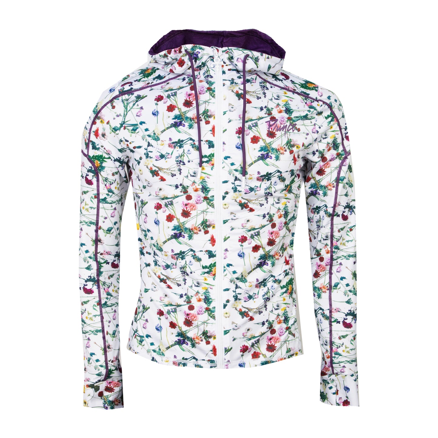 Floral Women's Active Hooded Full Zip Long Sleeve Run Top