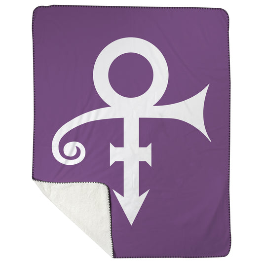 Purple & White Prince Symbol Sherpa Blanket