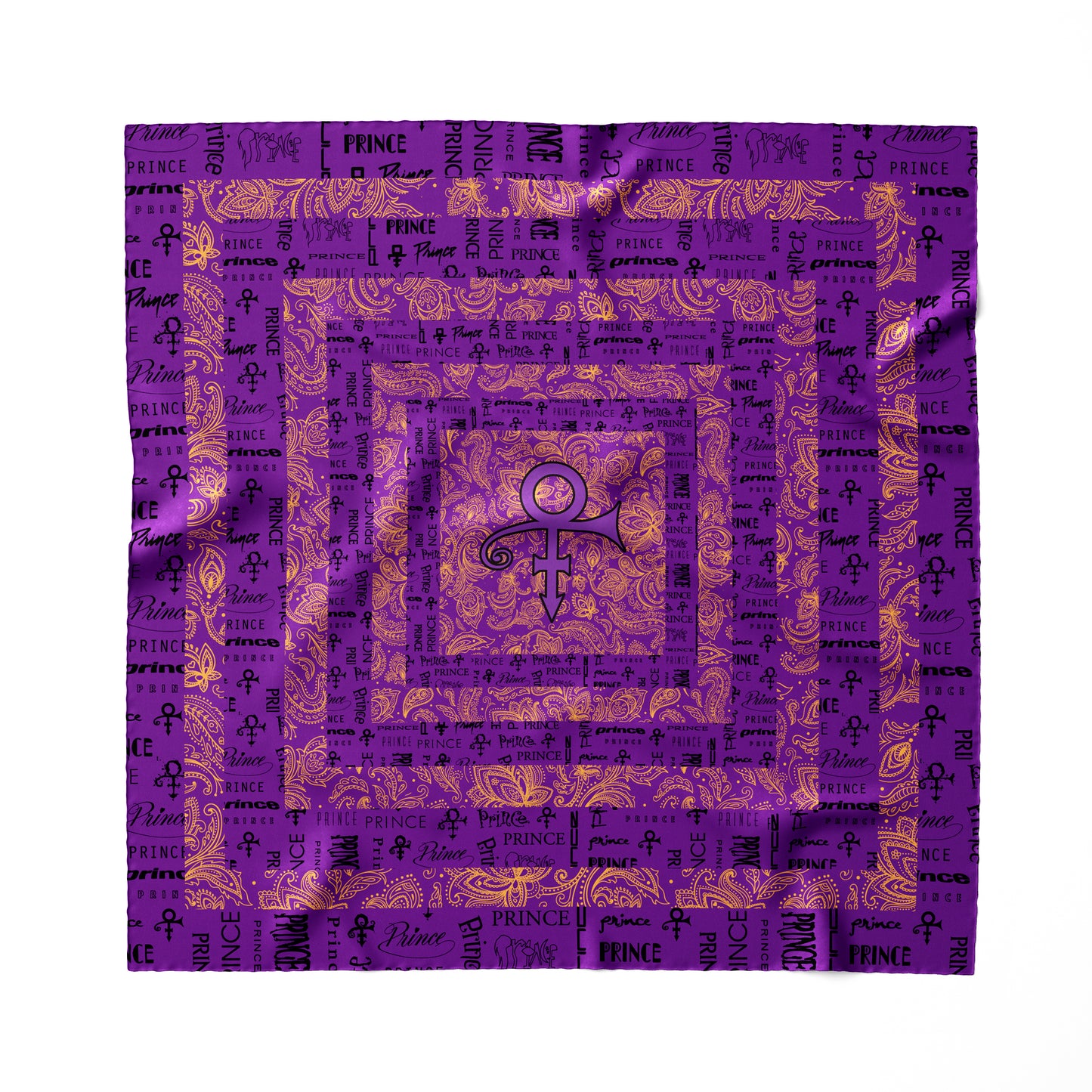 Prince Logo Pattern / Prince Symbol Dimensional 100% Silk Collectible Scarf