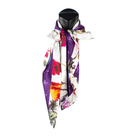 Floral / Purple Rain Face 100% Silk Collectible Scarf