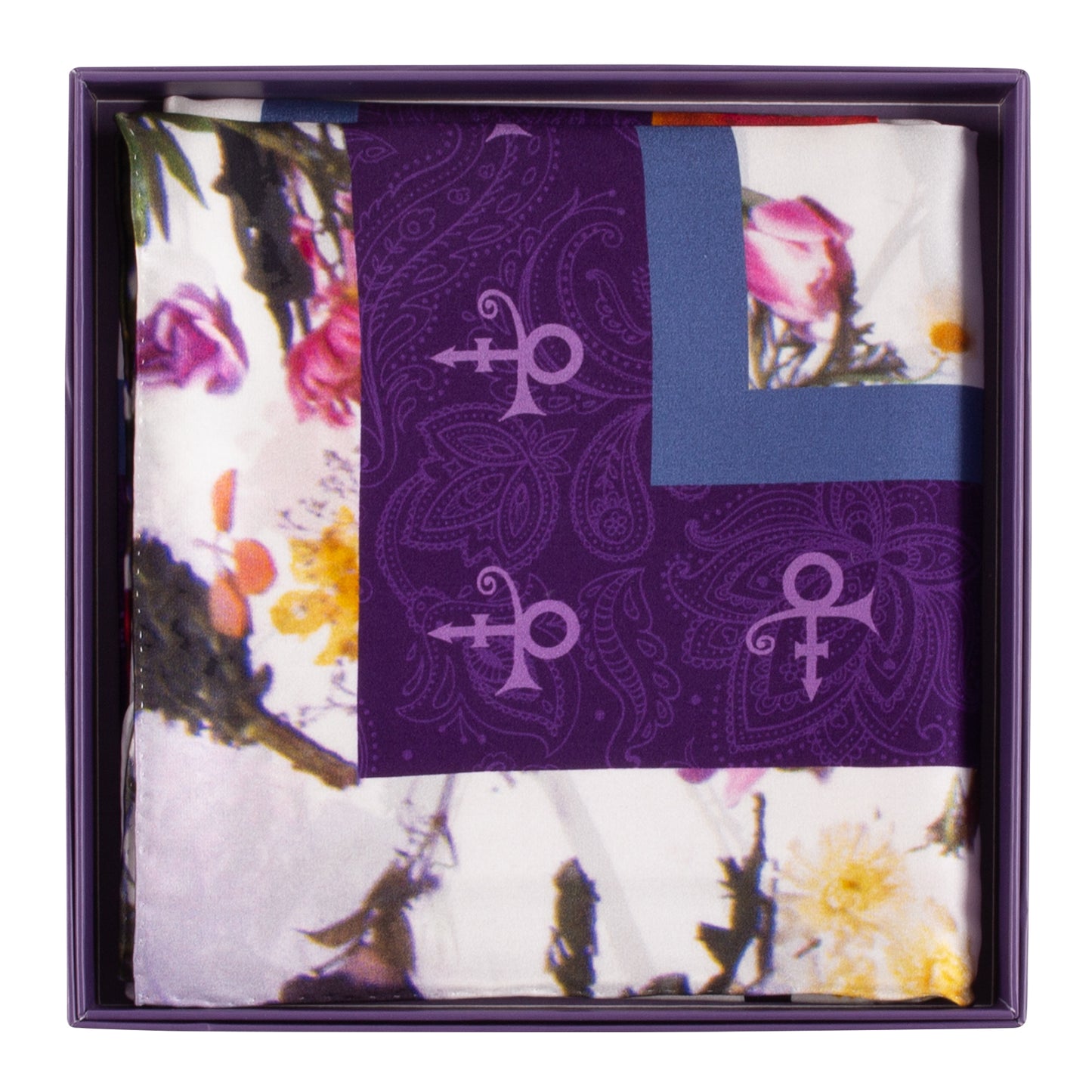 Floral / Purple Rain Face 100% Silk Collectible Scarf