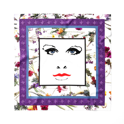 Floral / Purple Rain Face 100% Silk Collectible Scarf