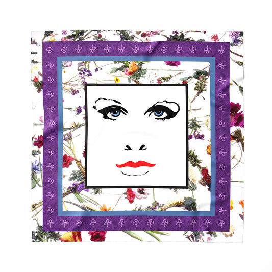 Floral / Purple Rain Face 100% Silk Collectible Scarf