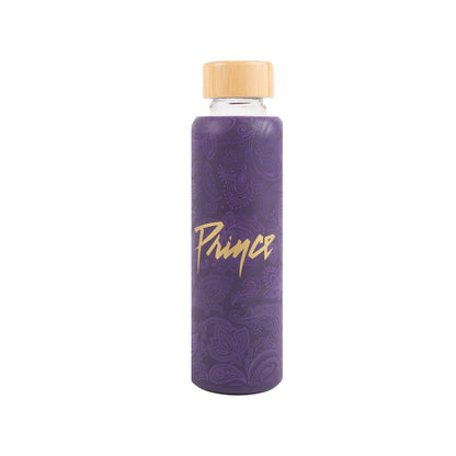 Purple Paisley Glass Water Bottle