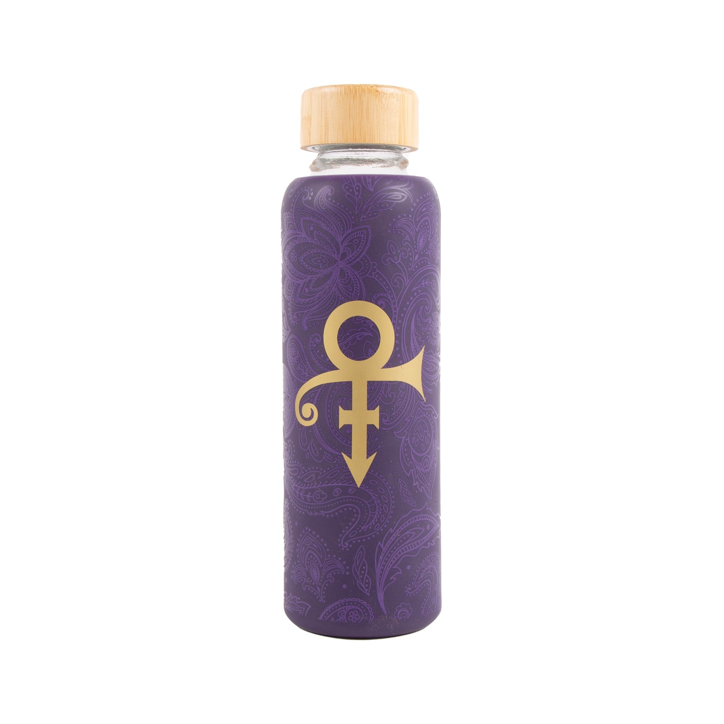 Purple Paisley Glass Water Bottle