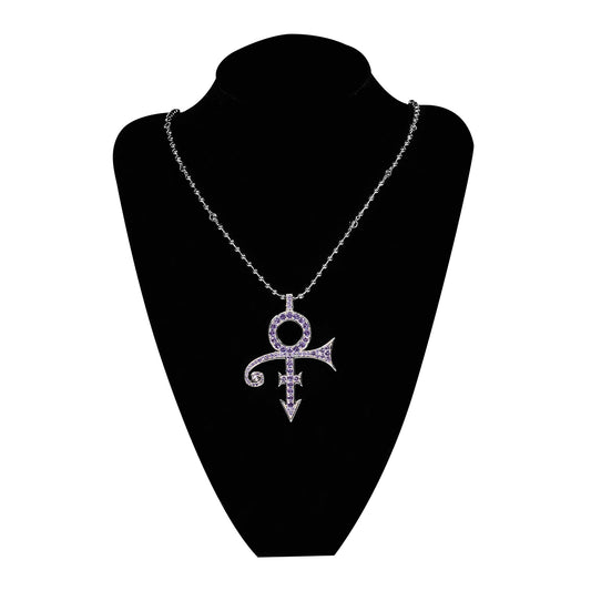 Purple Crystal Prince Symbol Necklace [Silver]
