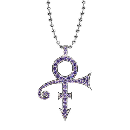 Purple Crystal Prince Symbol Necklace [Silver]