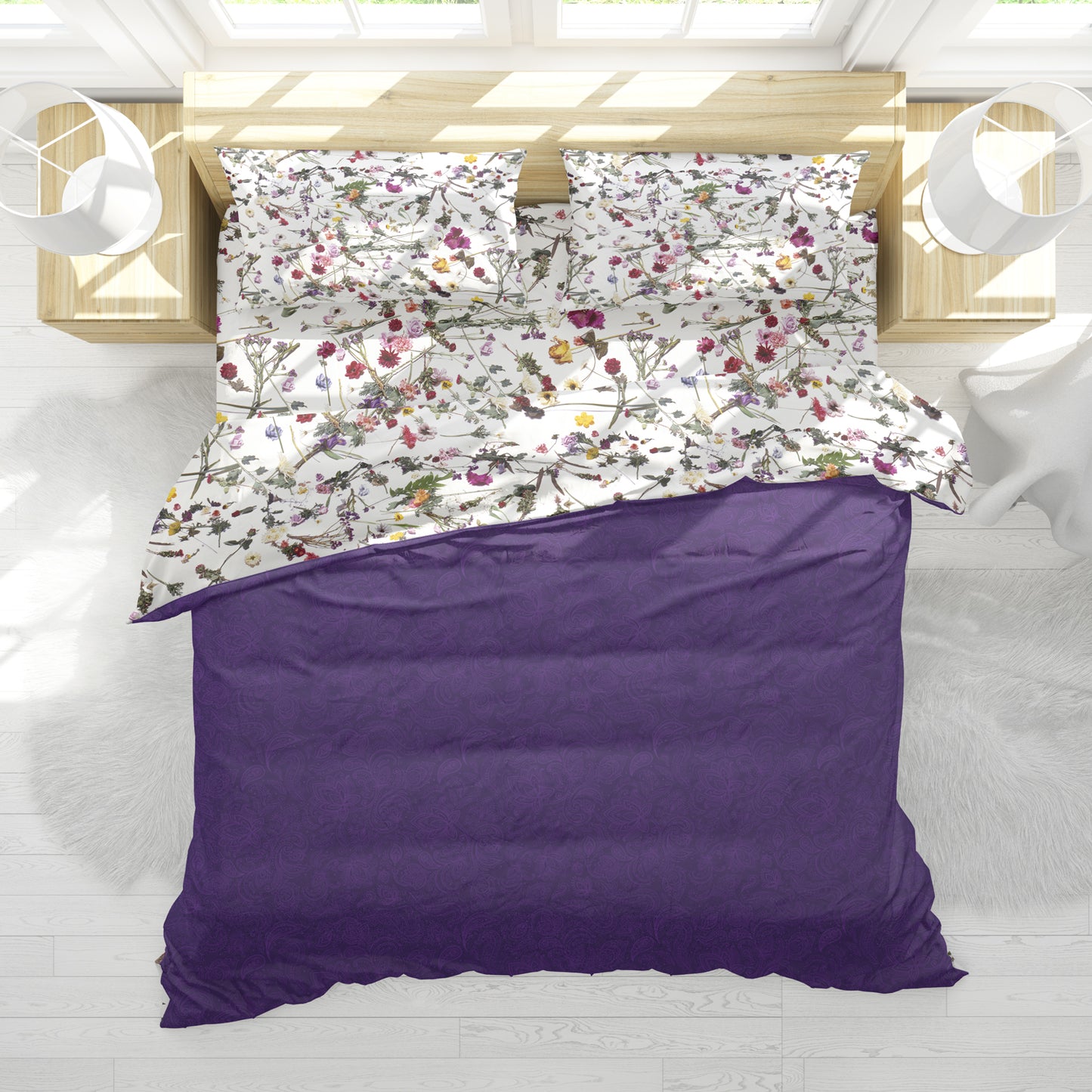 Purple Rain Floral/Paisley 2-Sided Duvet Cover