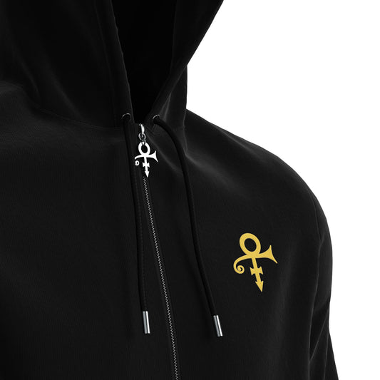 Logo Pattern Hooded Tracksuit Set (Black)