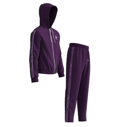 Logo Pattern Hooded Tracksuit Set (Purple)