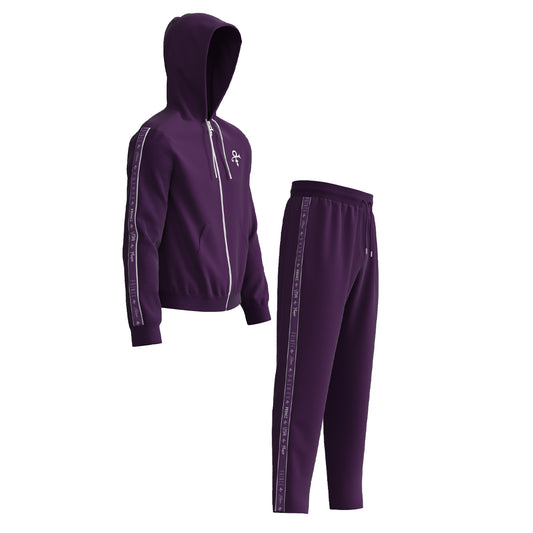 Logo Pattern Hooded Tracksuit Set (Purple)