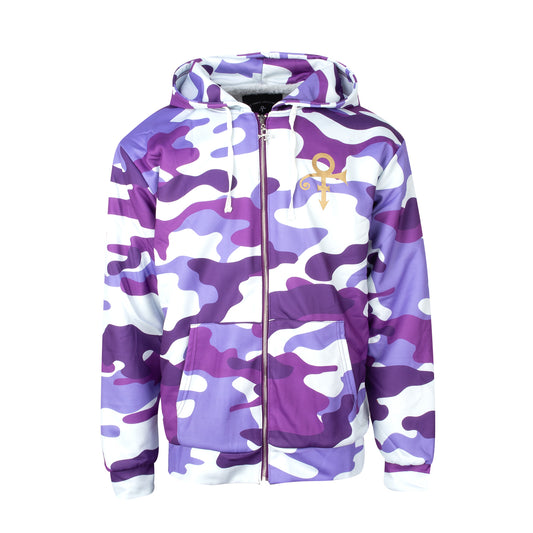Purple Camo Premium Sherpa Lined Zip Hoodie (Small)