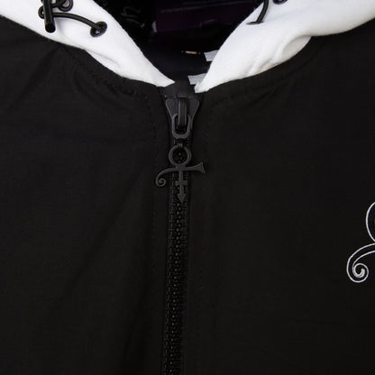 Prince Logo Pattern Lined Hooded Bomber Jacket