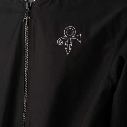 Prince Logo Pattern Lined Hooded Bomber Jacket
