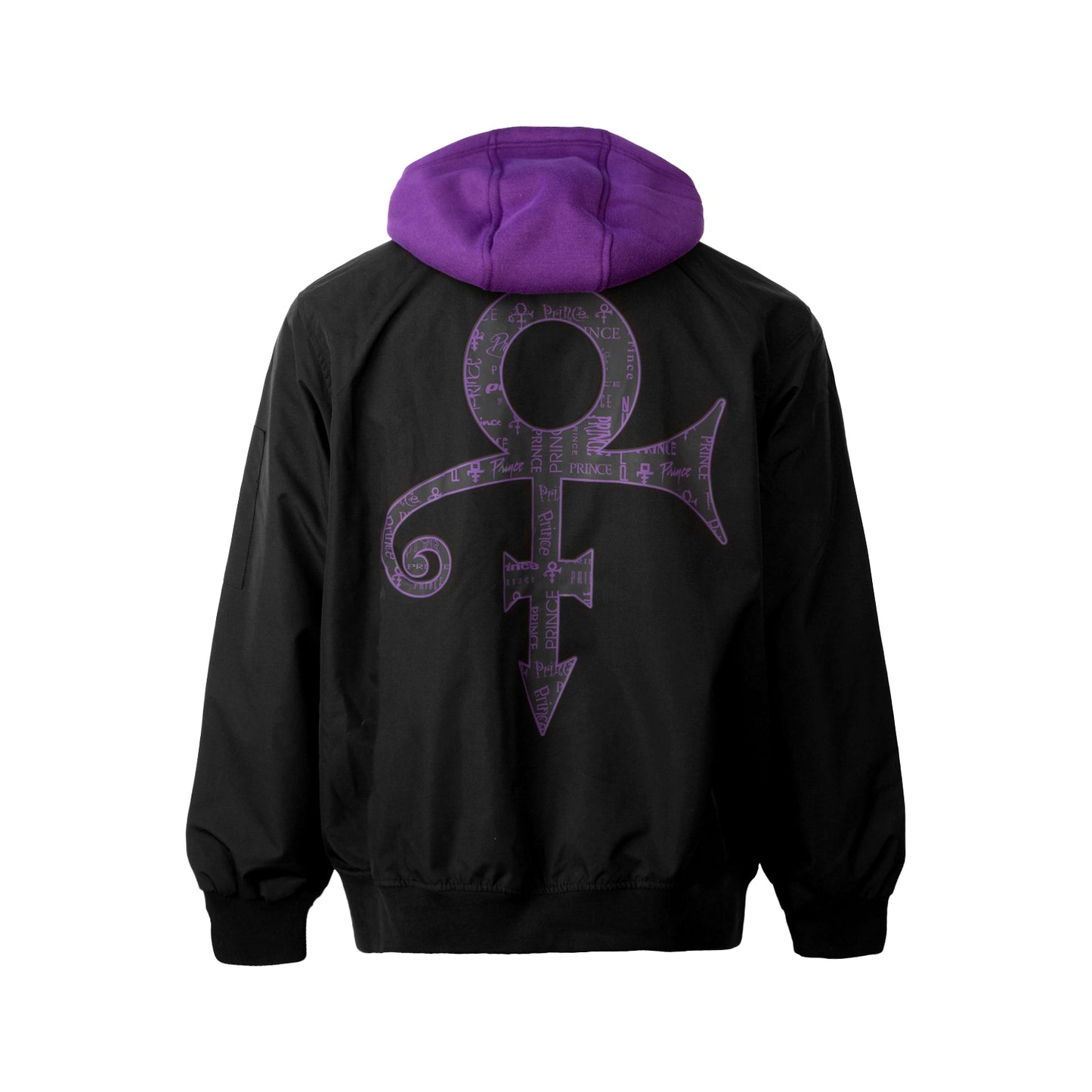 Prince Logo Pattern Lined Hooded Bomber Jacket