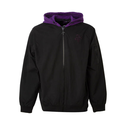 Prince Logo Pattern Lined Hooded Bomber Jacket