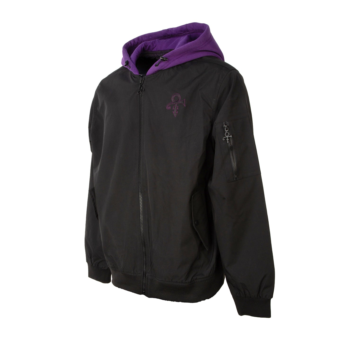 Prince Logo Pattern Lined Hooded Bomber Jacket