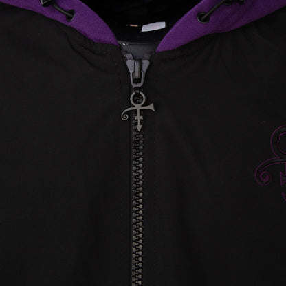 Prince Logo Pattern Lined Hooded Bomber Jacket