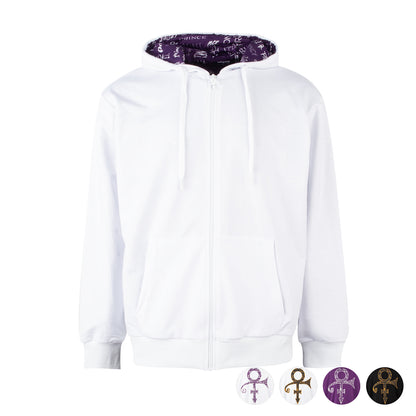 Prince Symbol / Prince Logo Pattern Lined Zip Hoodie