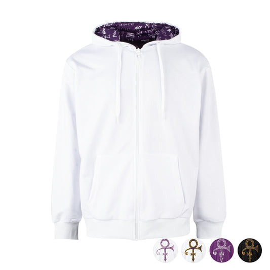 Prince Symbol / Prince Logo Pattern Lined Zip Hoodie