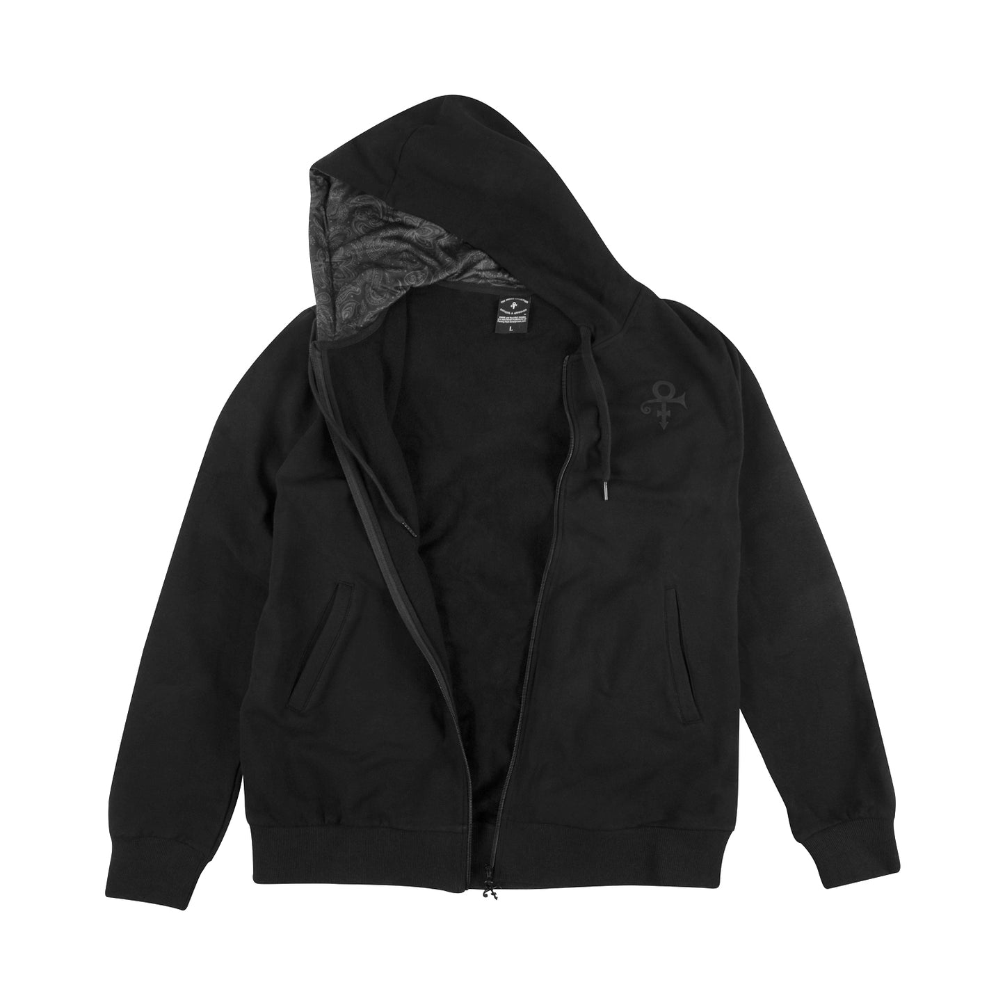 Prince Logo / Black Paisley Lined Hood Zip Hoodie