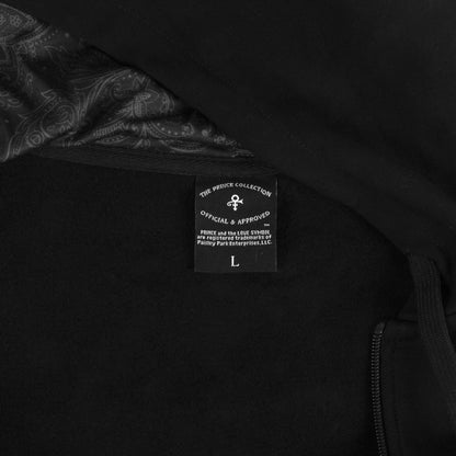 Prince Logo / Black Paisley Lined Hood Zip Hoodie