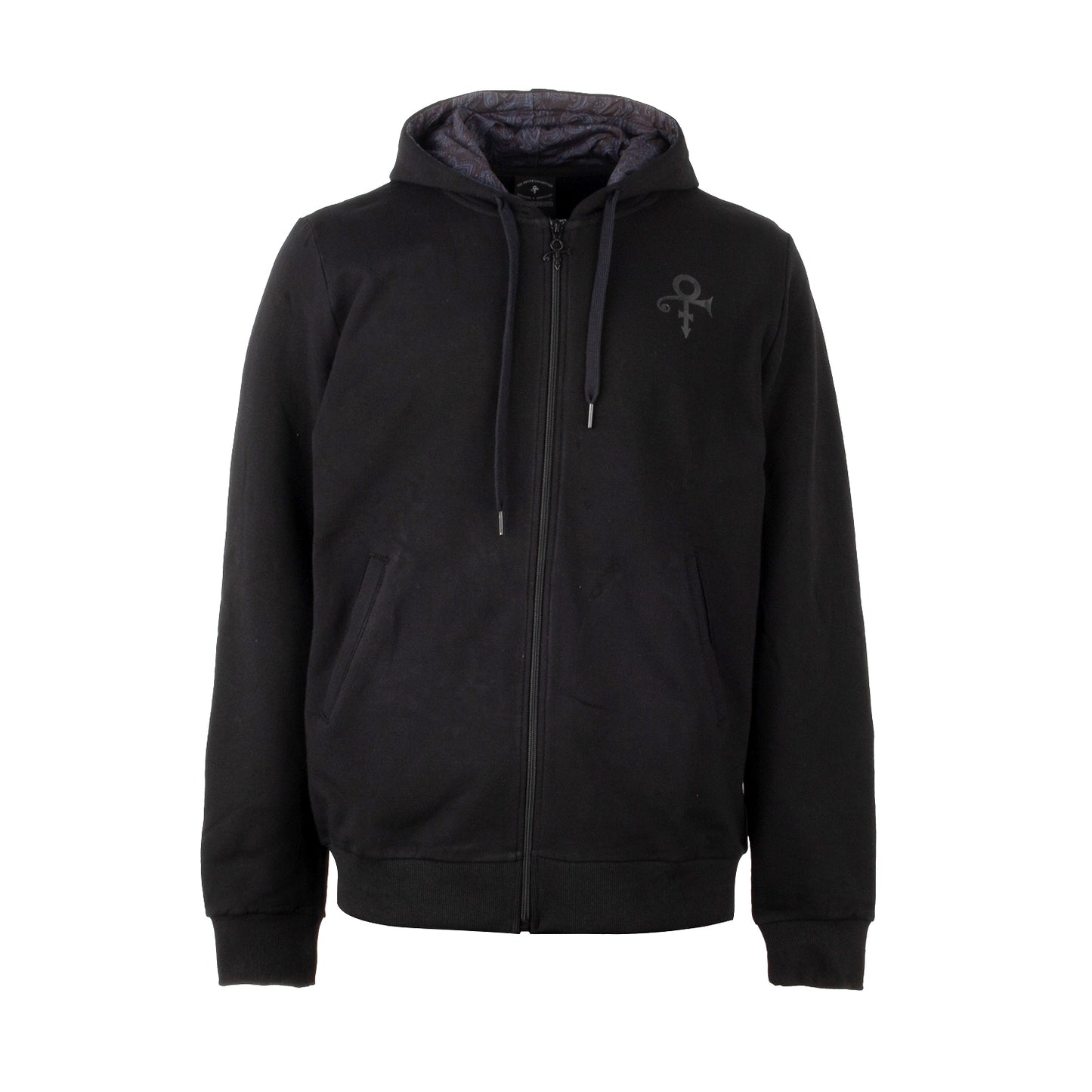 Prince Logo / Black Paisley Lined Hood Zip Hoodie