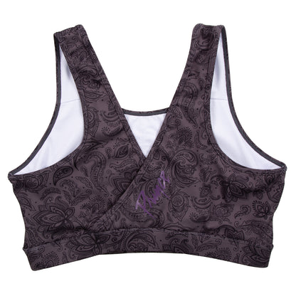 Black Paisley Women's Crossover Sports Bra