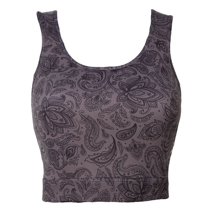 Black Paisley Women's Crossover Sports Bra