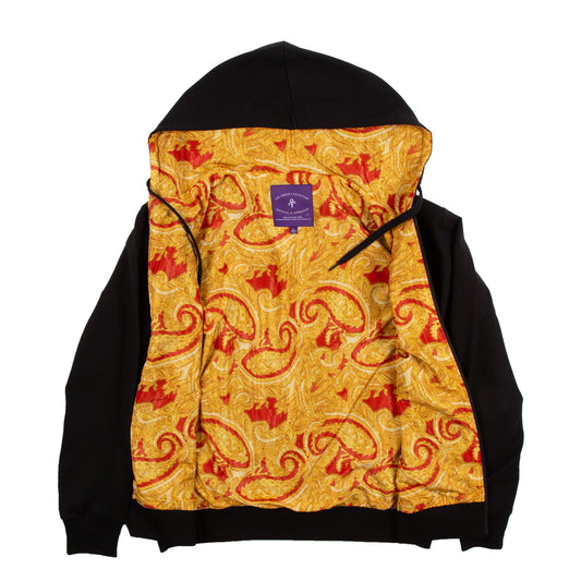 Diamonds And Pearls Paisley Lined Zip Hoodie (Black)