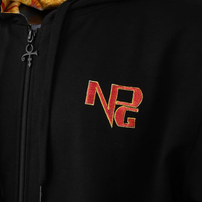 Diamonds And Pearls Paisley Lined Zip Hoodie (Black)