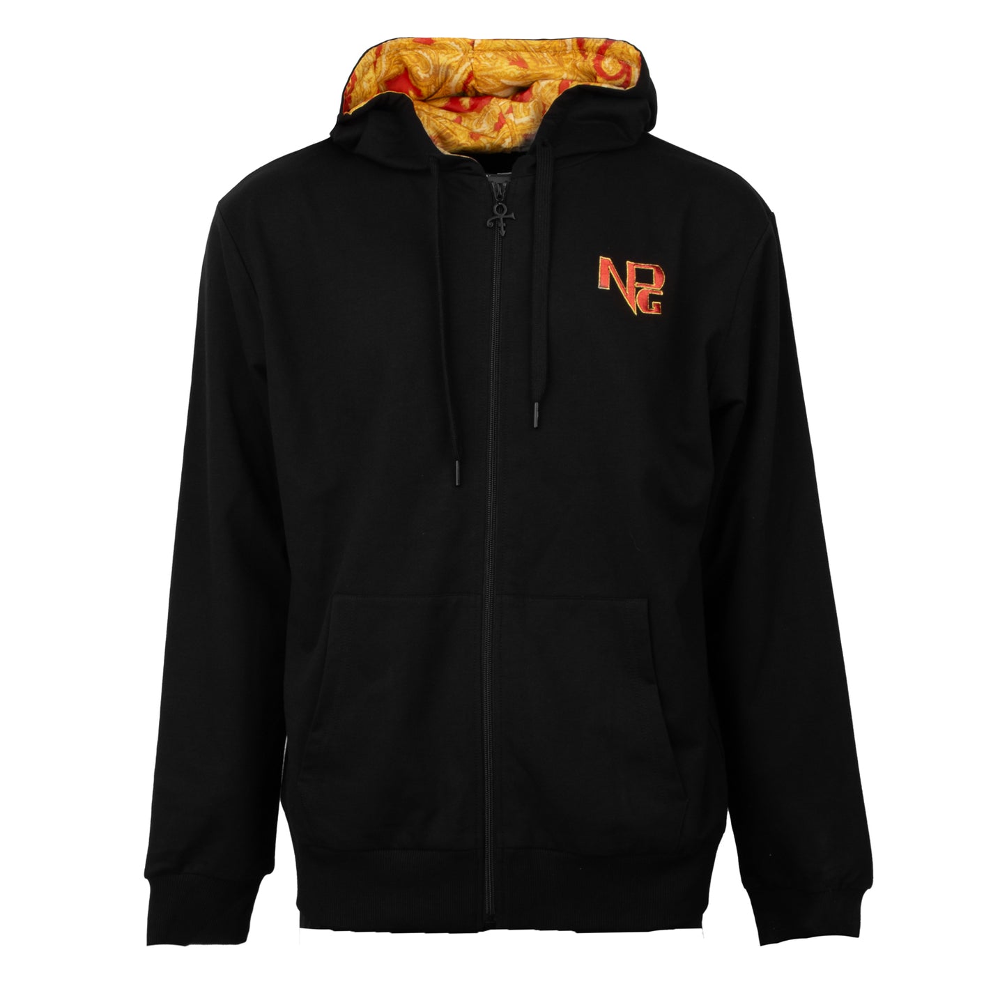 Diamonds And Pearls Paisley Lined Zip Hoodie (Black)