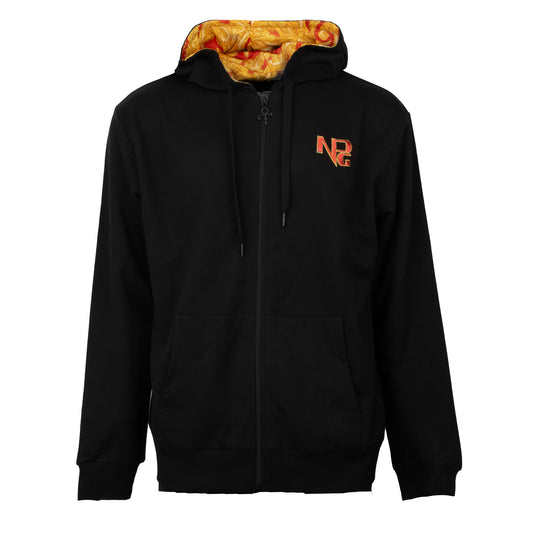 Diamonds And Pearls Paisley Lined Zip Hoodie (Black)
