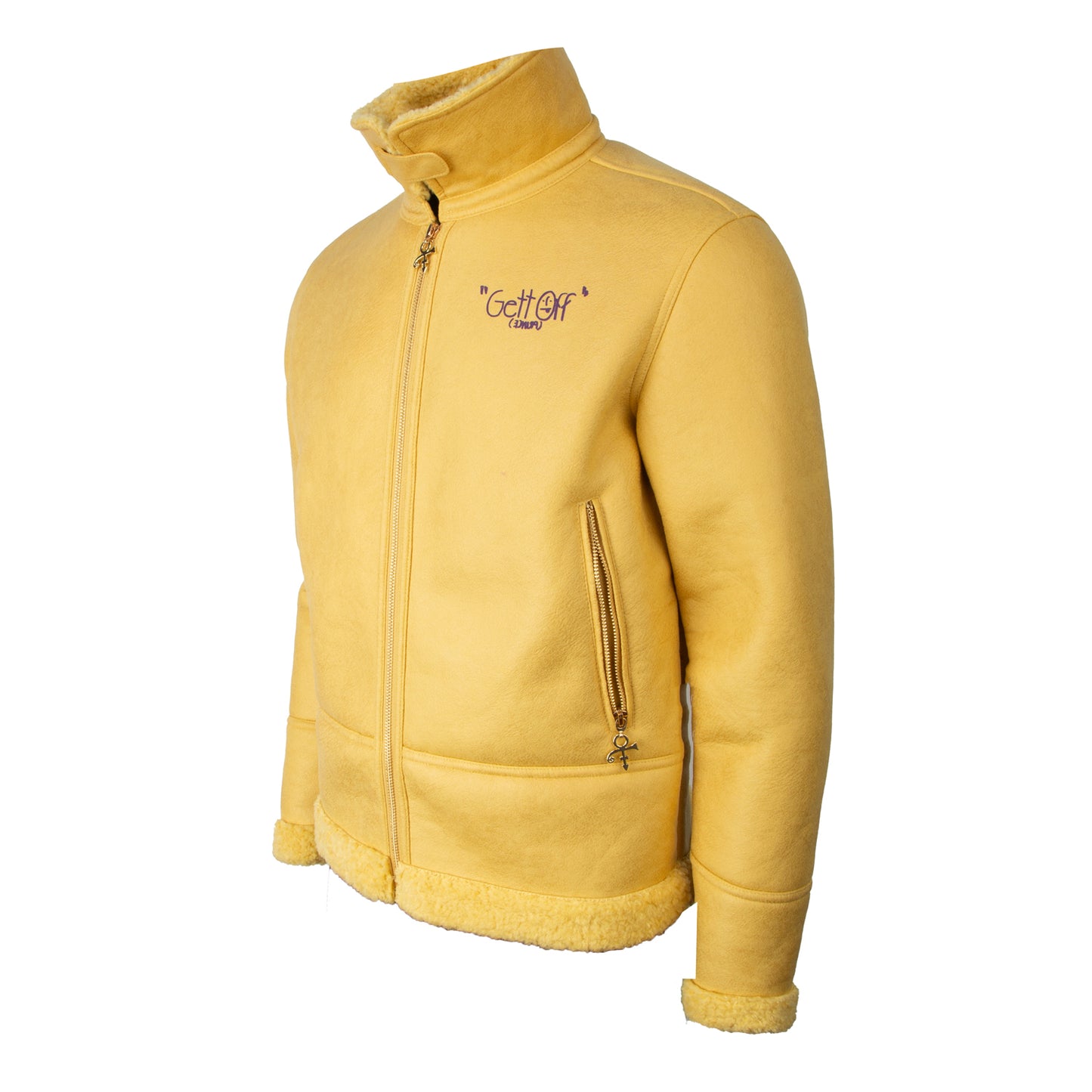 Diamonds And Pearls Gett Off Sherpa Faux Leather Jacket (Yellow)