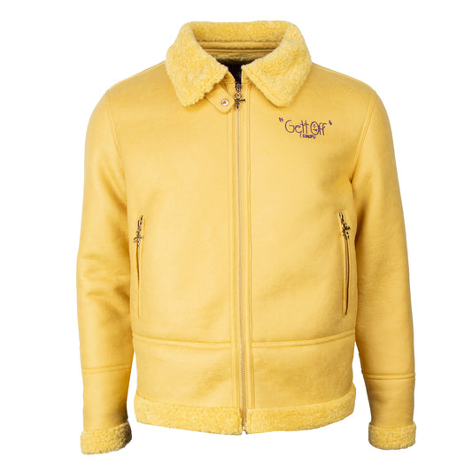 Diamonds And Pearls Gett Off Sherpa Faux Leather Jacket (Yellow)