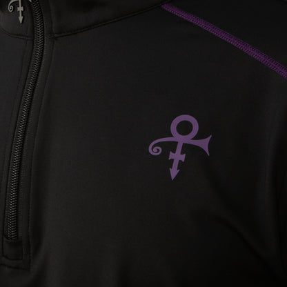 Black Men's Active Quarter Zip Long Sleeve Run Top