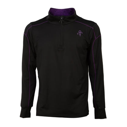 Black Men's Active Quarter Zip Long Sleeve Run Top