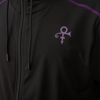 Black Men's Active Hooded Zip Long Sleeve Run Top